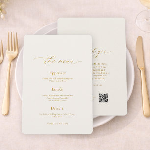   Elegant Ivory Wedding Menu & Thank You Card