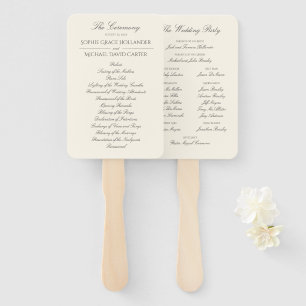 Elegant Ivory Wedding Program Set of Fans