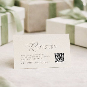 Elegant Ivory Wedding Registry Card with QR Code
