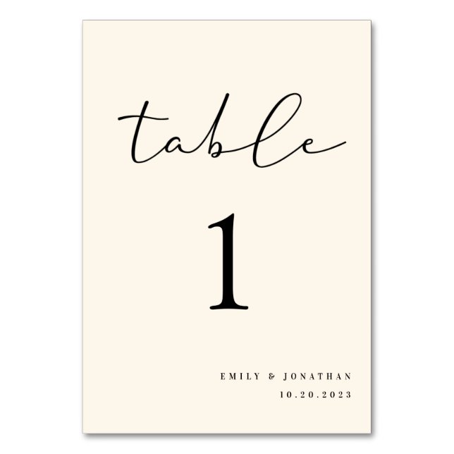 Elegant Ivory Wedding Table Number (Front)
