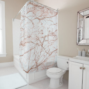 Elegant ivory white faux rose gold glitter marble