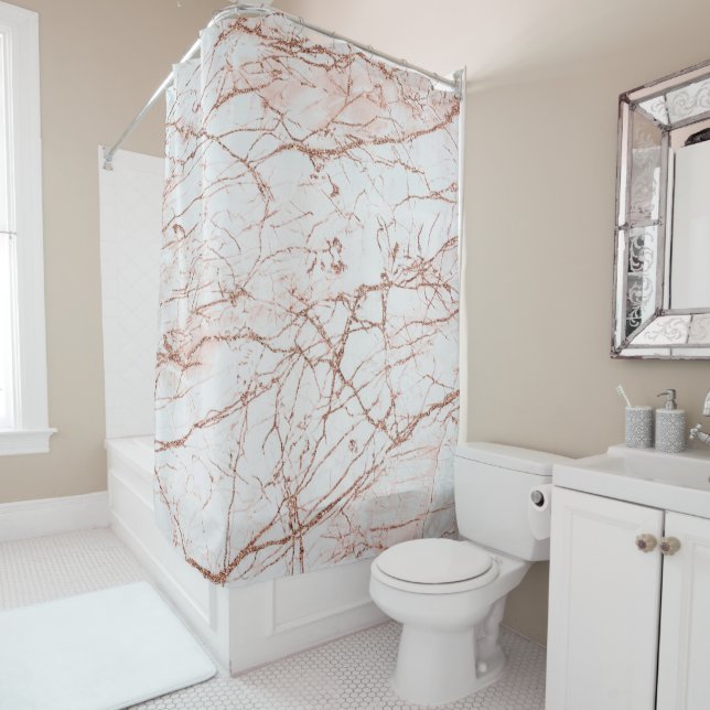 Elegant ivory white faux rose gold glitter marble (In Situ)