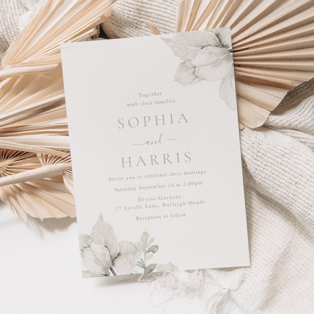 Elegant Ivory & White Floral Wedding Invitation (Creator Uploaded)