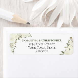 Elegant Ivory White Floral Wedding Return Address
