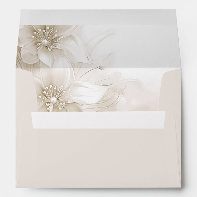 Elegant Ivory White Flowers Envelope (Back (Bottom))