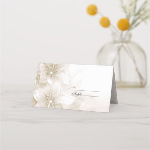 Elegant Ivory White Flowers Place Card