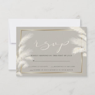 Elegant Ivory White Pampas Grass Allison1 RSVP Card