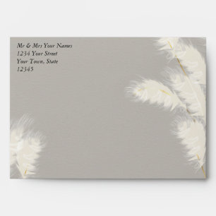 Elegant Ivory White Pampas Grass Envelope