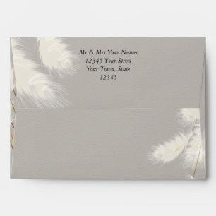 Elegant Ivory White Pampas Grass Envelope
