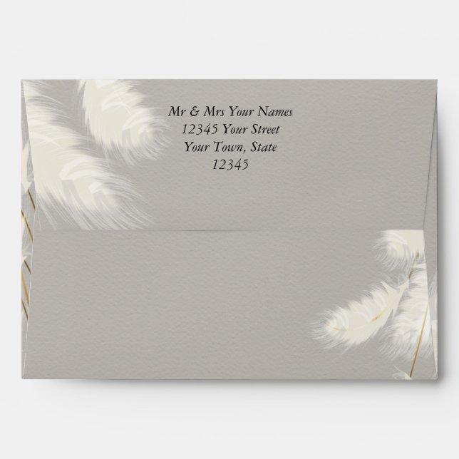 Elegant Ivory White Pampas Grass  Envelope (Back (Top Flap))