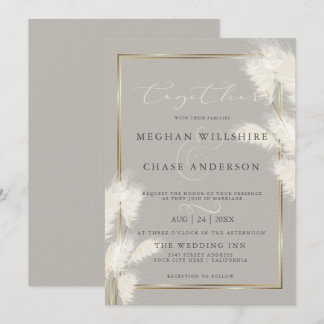 Elegant Ivory White Pampas Grass Invitation