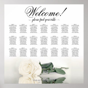 Elegant Ivory White Rose 21 Table Seating Chart
