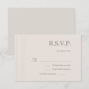 Elegant Ivory White WoodGrain Stripes Wedding RSVP Invitation