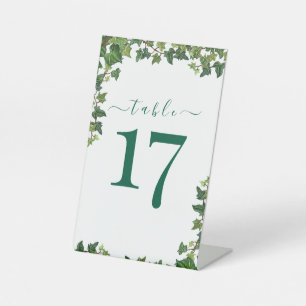 Elegant Ivy Greenery Botanical Wedding Table Numbe Pedestal Sign