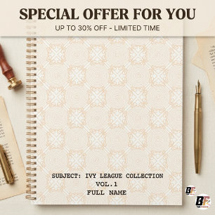 Elegant Ivy League Geometric Custom Subject Spiral Planner