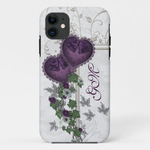 Elegant Ivy & Purple Hearts iPhone 11 Case