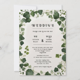 Elegant Ivy Wedding Table Plan and Invitations