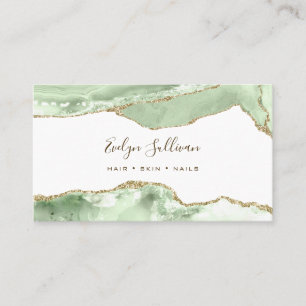 Élégant Jade Green Agate Carte de visite