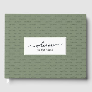 Elegant Jade Green Custom WELCOME TO OUR HOME Guest Book
