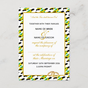 Elegant JAMAICA with Gold Script Wedding Invitation