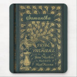 Elegant Jane Austen Pride and Prejudice Book Cover Mouse Pad<br><div class="desc">Personalized gift for a Jane Austen fan with a picture of Pride and Prejudice book cover,  dark green with a faux gilded peacock.</div>