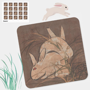 Elegant Japanese Art Vintage Rabbits Sticker