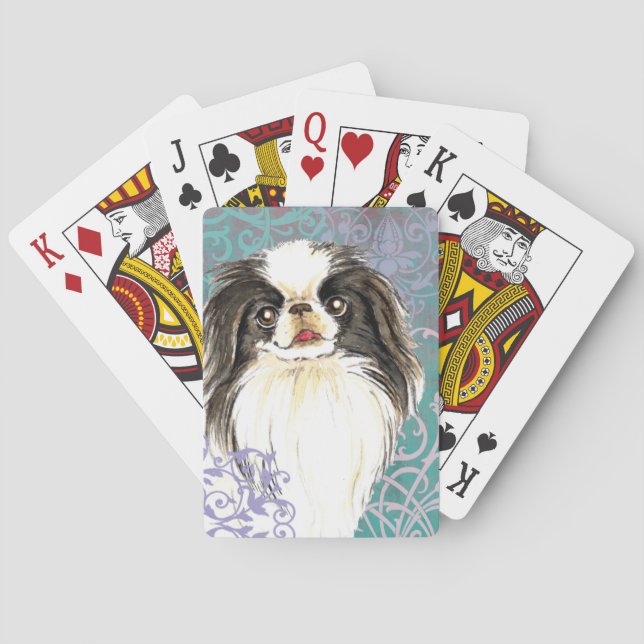 Elegant Japanese Chin Playing Cards (Back)