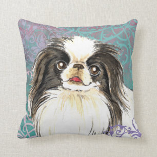 Elegant Japanese Chin Throw Pillow
