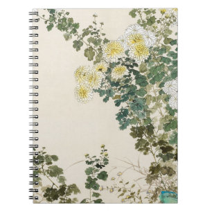 Elegant Japanese Chrysanthemum Floral Art Notebook