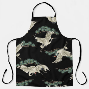 Elegant Japanese crane: artistic depiction. Apron