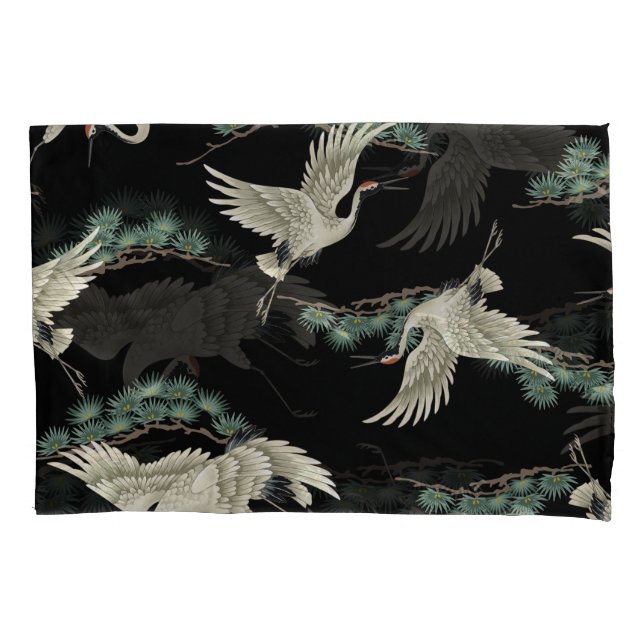 Elegant Japanese crane: artistic depiction. Pillowcase (Front)