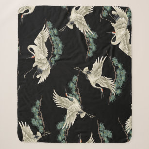 Elegant Japanese crane: artistic depiction. Sherpa Blanket