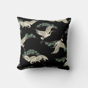 Elegant Japanese crane: artistic depiction. Throw Pillow