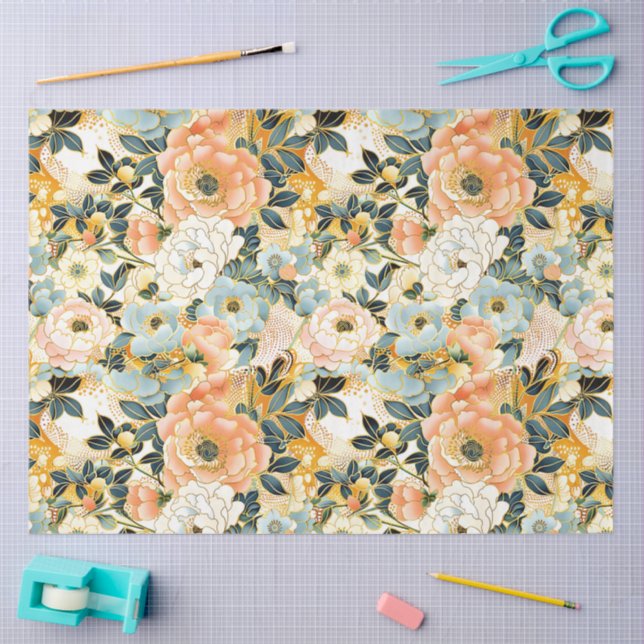 Elegant Japanese Floral Decoupage Tissue Paper (Craft)