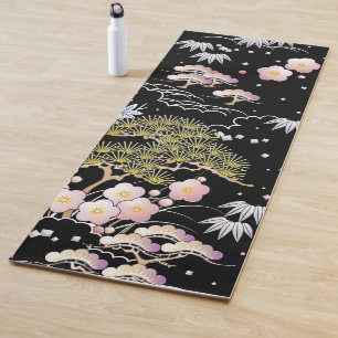 Elegant Japanese Inspired Botanical Artwork    Yoga Mat