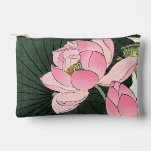 Elegant Japanese Lotus Flower - Vintage Fine Art Accessory Pouch