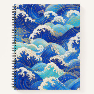 Elegant Japanese Ocean Waves Notebook