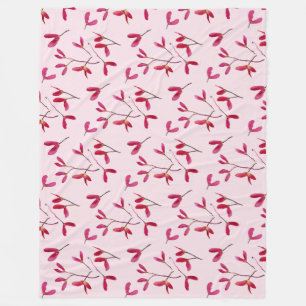 Elegant Japanese Red Maple Tree Seeds Watercolor Fleece Blanket