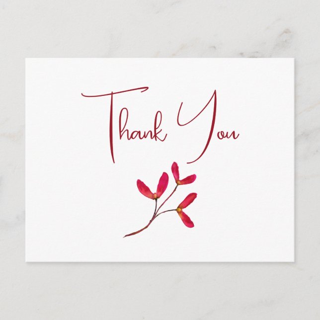 Elegant Japanese Red Maple Tree Seeds Watercolor Postcard (Front)