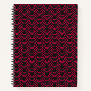 Elegant Japanese Seigaiha Red Wave Pattern Notebook