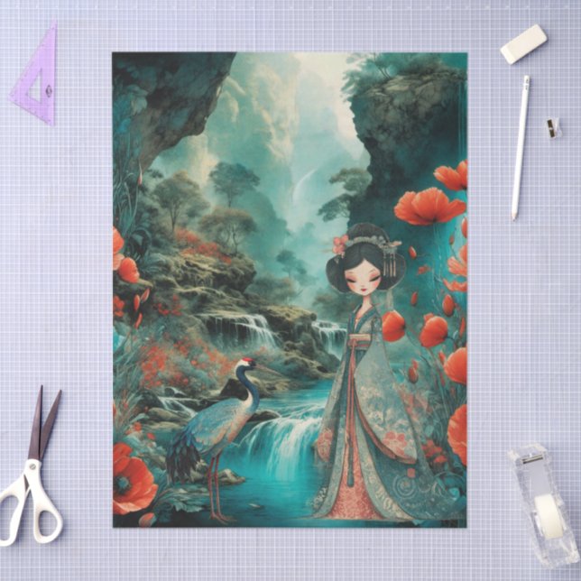 Elegant Japanese Themed Decoupage Crafting Tissue Paper (Craft)