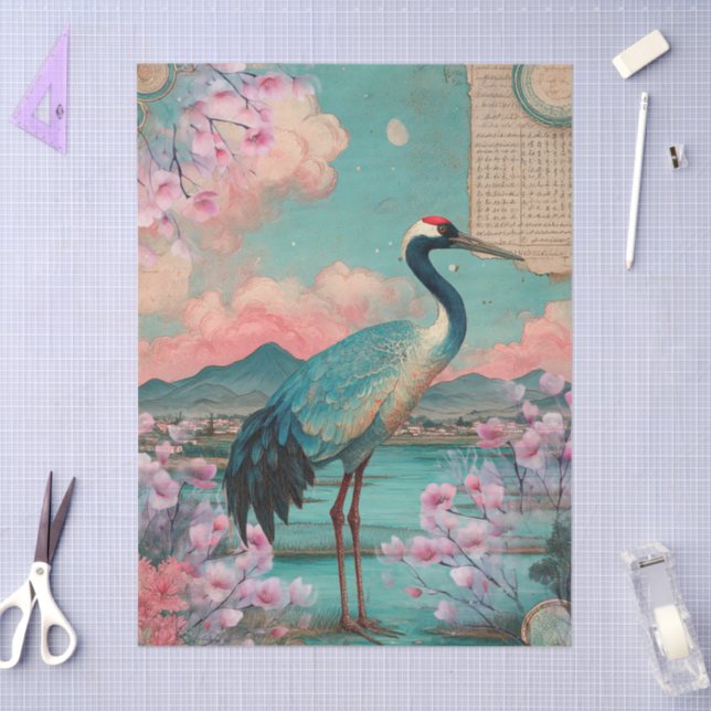 Elegant Japanese Themed Decoupage Crafting Tissue Paper (Craft)