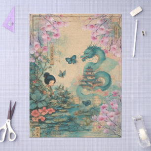 Elegant Japanese Themed Decoupage Crafting Tissue Paper