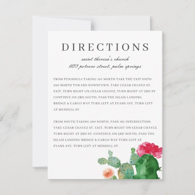 Elégant jardin de Cactus | Carte Mariage (Devant)