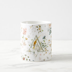 Elégant Jardin Fleur Monogramme Café Mug