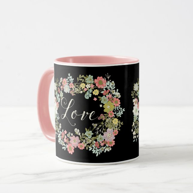 Elégant Jardin Floral Beau Amour Café Mug (Devant gauche)