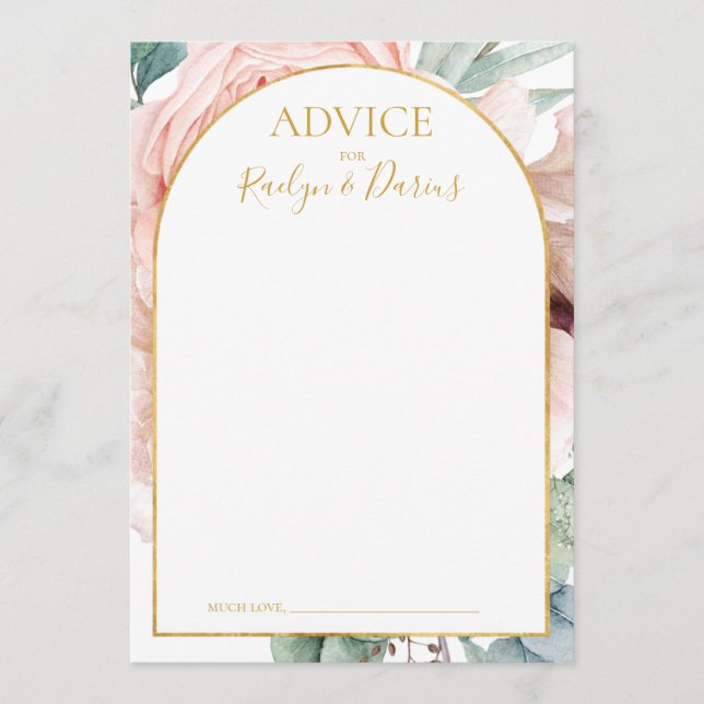 Elégant Jardin Floral Blush | Carte de conseil Mar (Devant)