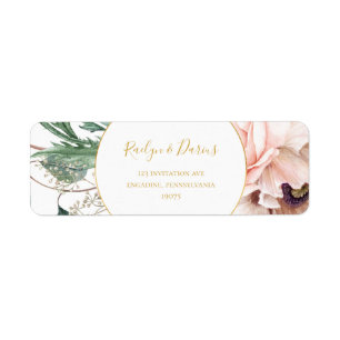 Elégant Jardin Floral Blush   Étiquette d'adresse 