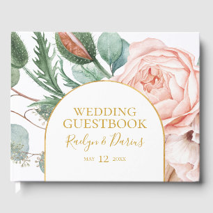 Elégant Jardin Floral Blush   Livre d'invité Maria