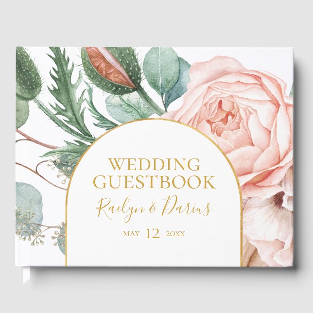 Elégant Jardin Floral Blush | Livre d'invité Maria (Recto)